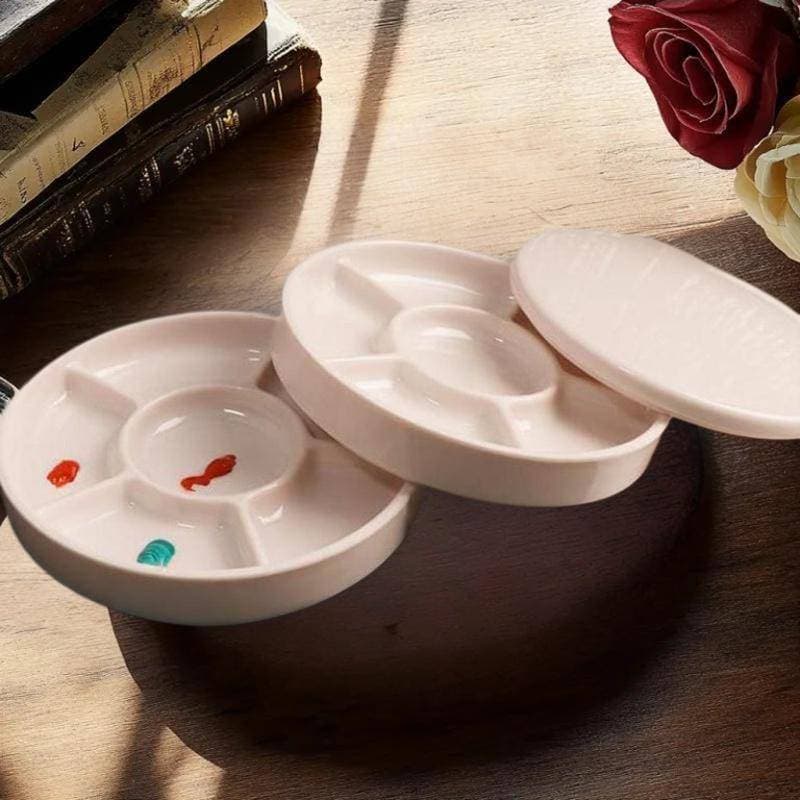 BEC Imitação De Porcelana Paleta Redonda Com Tampa Pintura Em Aquarela Acrílica Multifuncional Bandeja De Branca Suprime