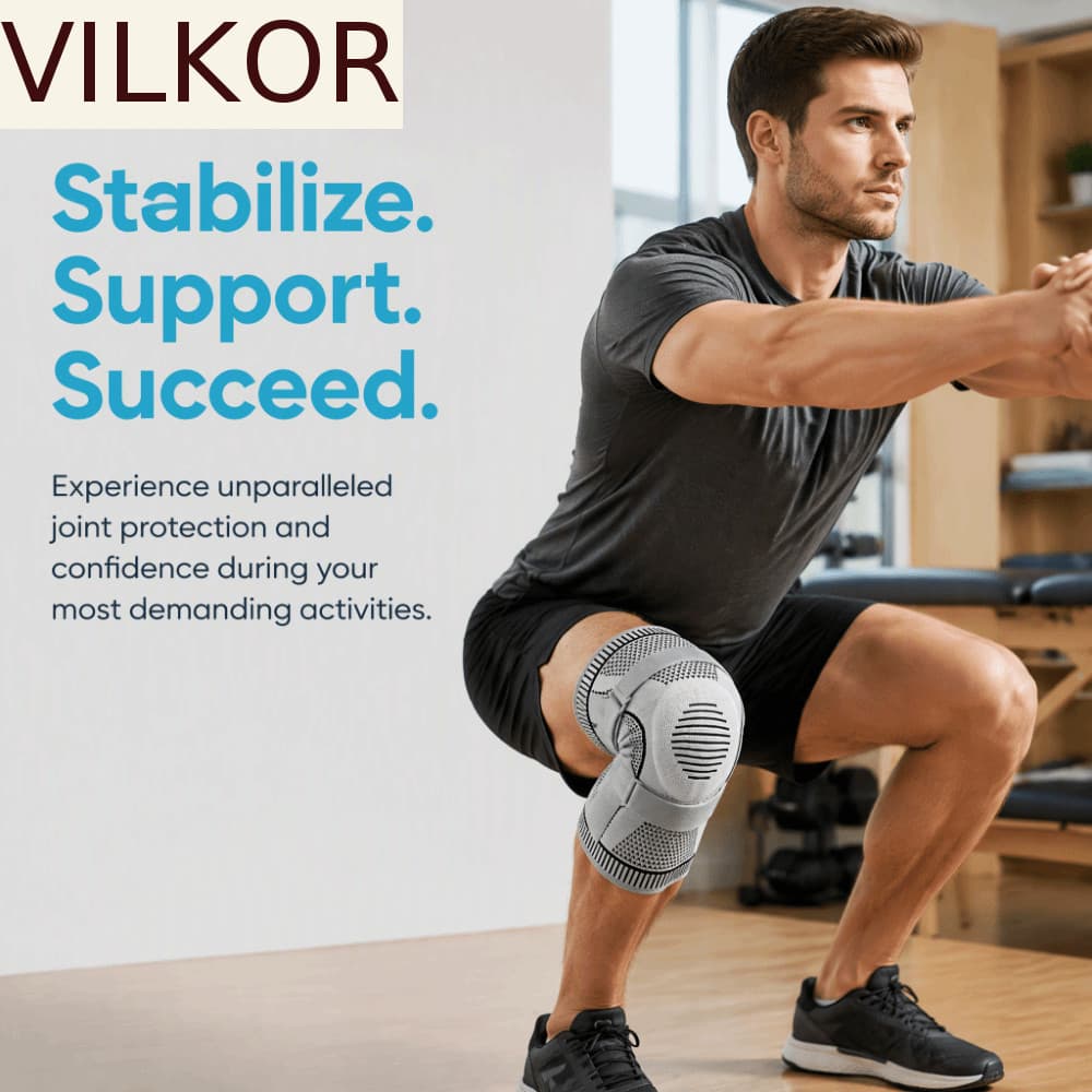 Joelheiras Esportivas VILKOR , Joelheira Elástica Respirável De Nylon , Alça Ajustável , Cinta De Patela De Silicone De
