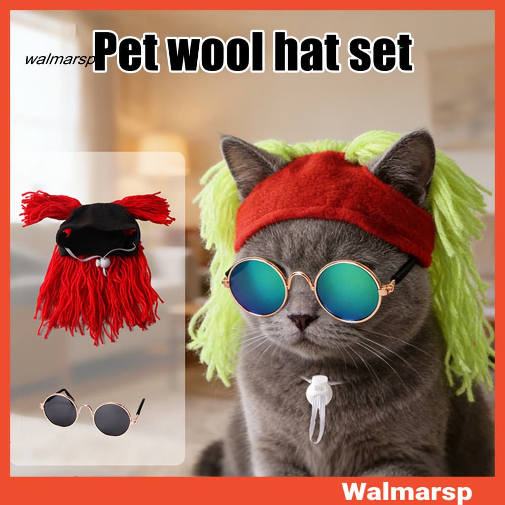 [WMP] Conjunto De Acessórios Para Fantasias De Animais De Estimação Gatos , Cães Pequenos – Chapéu Engraçado Ajustável ,