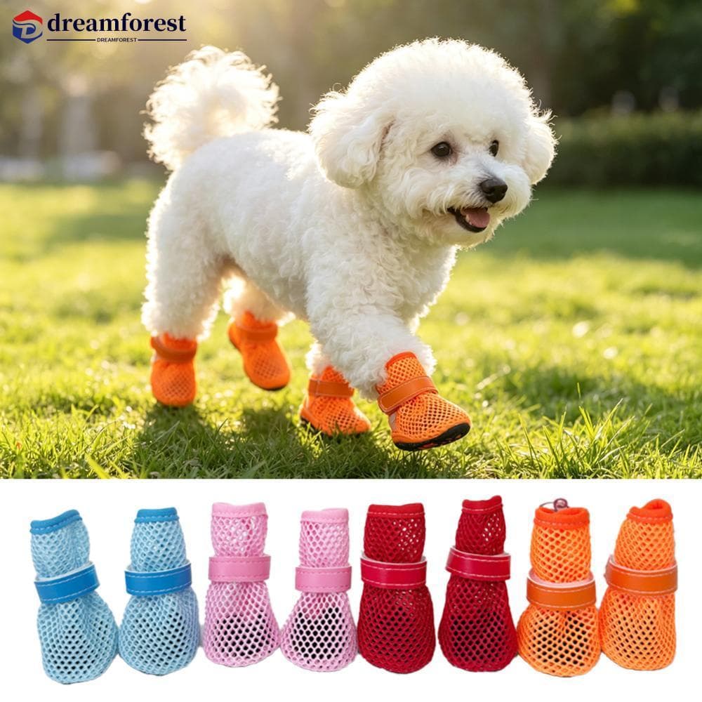 DREAMFOREST Sapatos De Malha Respirável Para Cães Pequenos Sola Macia Antiderrapante Botas Animais De Estimação Primaver