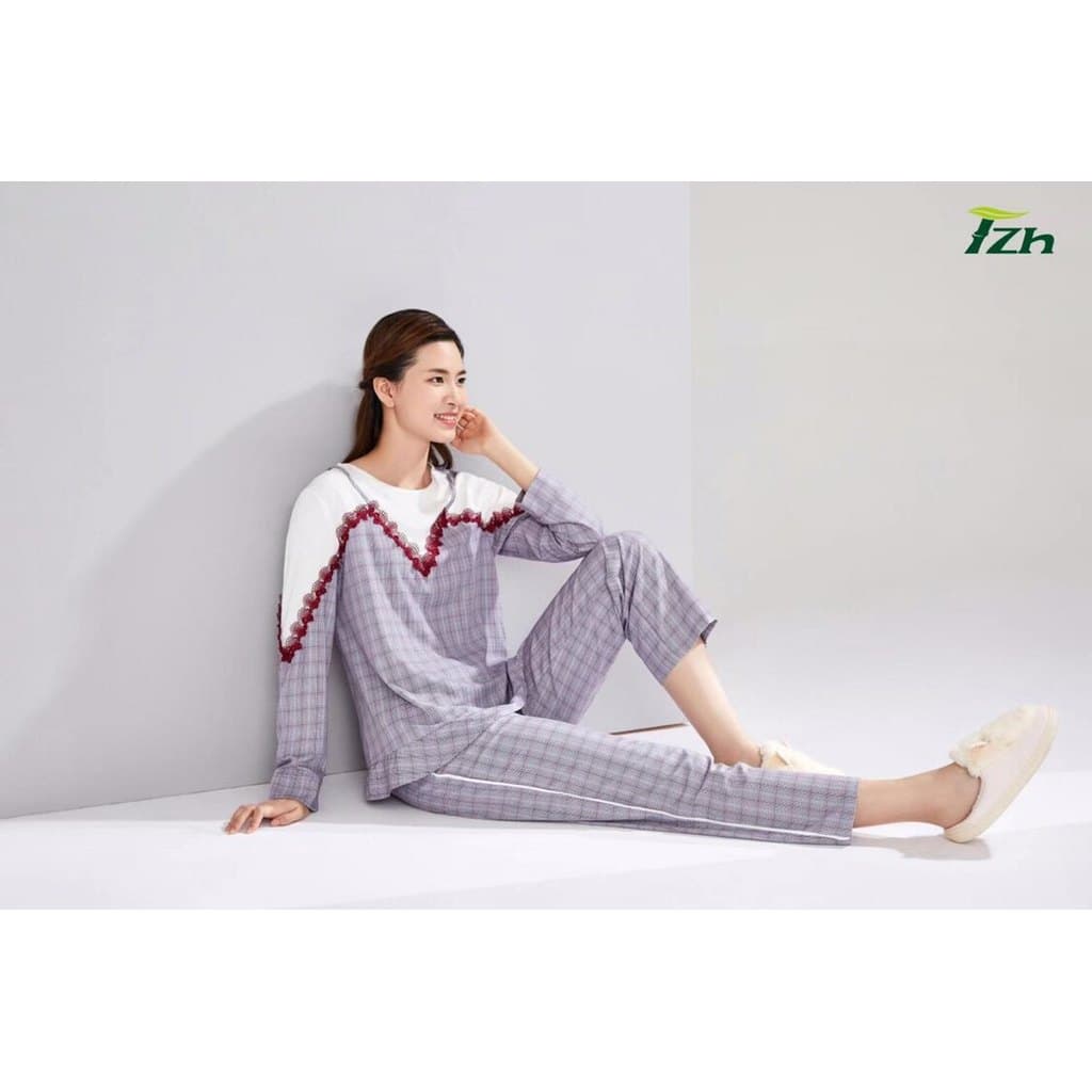 Outono Loungewear Material de Fibra de Bambu Mangas Compridas