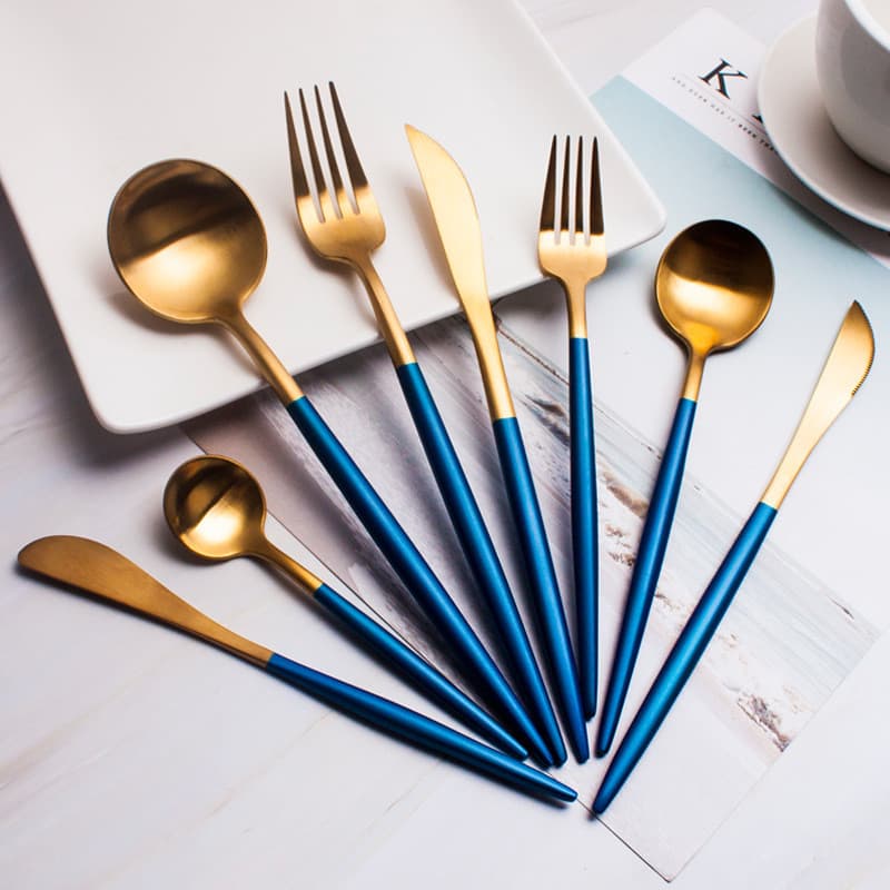 Faca garfo conjunto de 2 peças 304 aço inoxidável fosco bife faca garfo colher nórdico rosa ouro ocidental comida talher