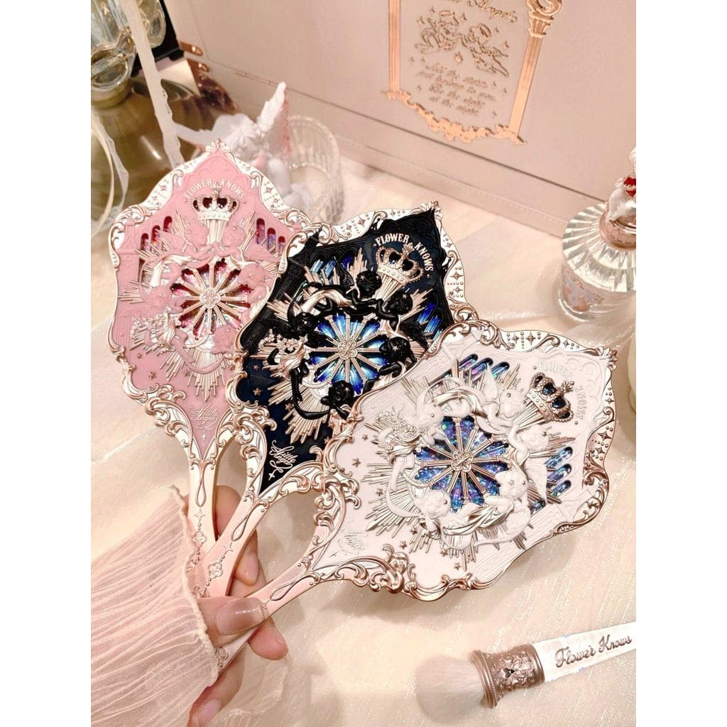 Flor sabe pequeno anjo série mercadoria branco obsidiana mão espelho Blush escova lã ponto cor escova taça Swanba