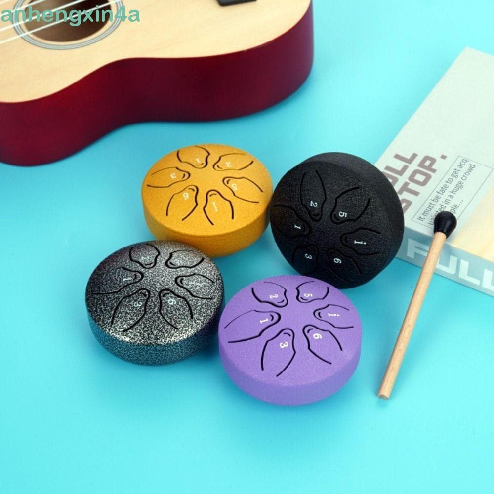 Conjunto De Tambor De Língua De Aço ANHENGXIN , Mini Tambores De Mão Multicoloridos De 3 Polegadas , Etéreo Oco Portátil