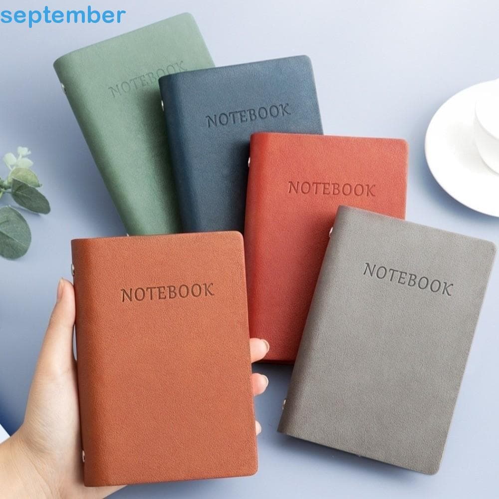 SEPTEMBERB A7 Mini Bloco De Notas , Livro De Registros , Capa De Couro PU , Planejador De Bolso , Blocos Em Espiral , Ca
