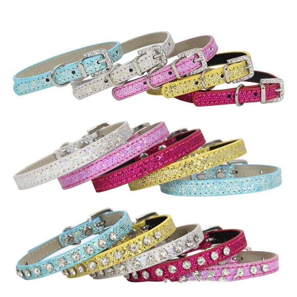 Coleiras Para Gatos Com Strass KERVOYN Bling , Coleira De Gato De Diamante Reflexivo Super Brilhante , Couro