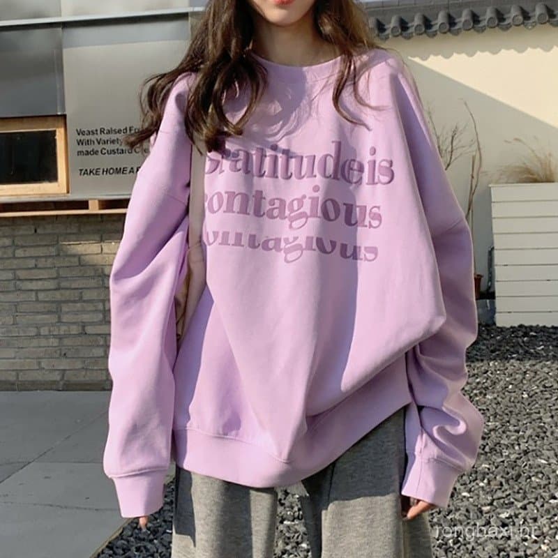 Forro de lã solto Casual moletom feminino outono inverno jaqueta Vintage em torno do pescoço de manga comprida camisa de