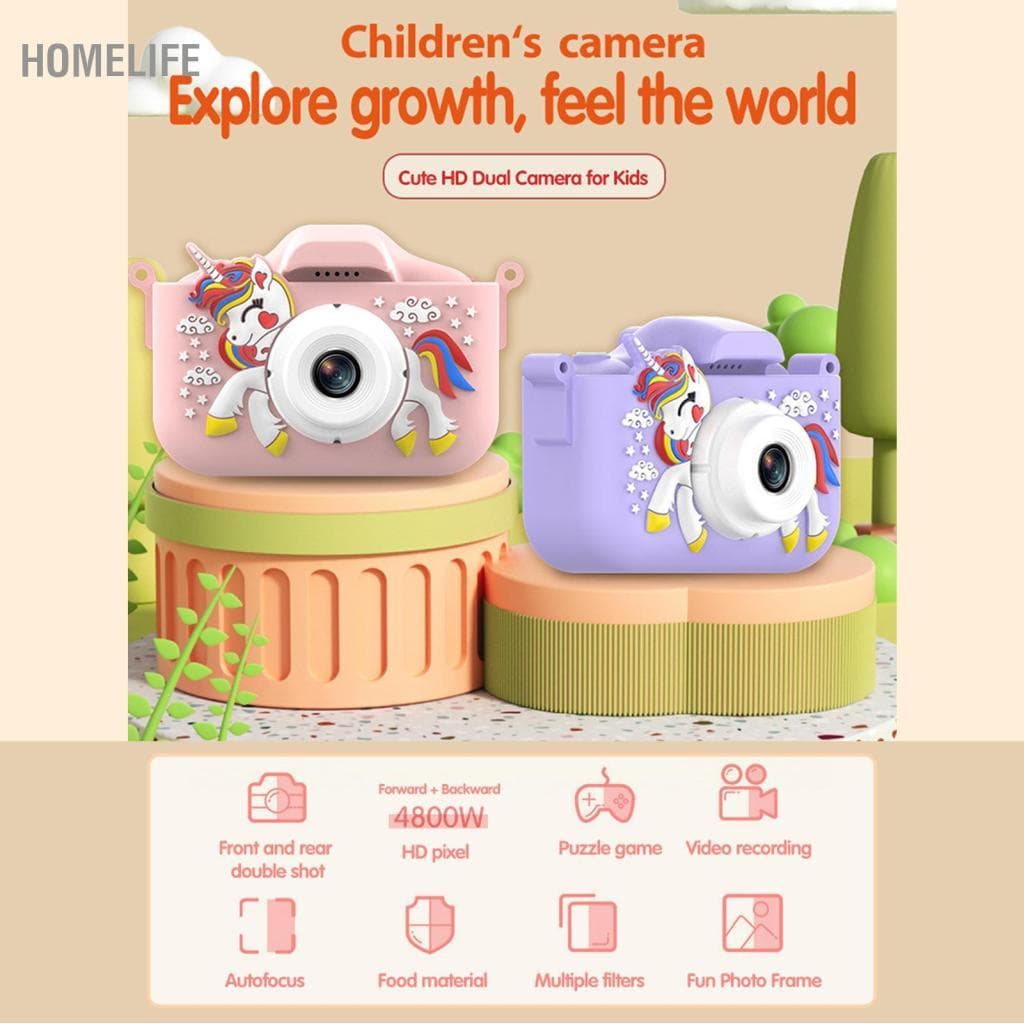 Homelife Câmera digital fofa 1080P infantil 48MP HD selfie infantil para meninos e meninas com tela IPS de 2,0