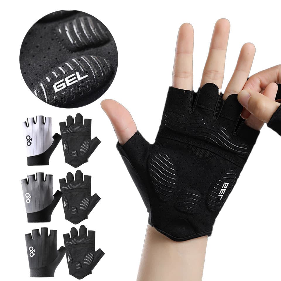 Esportes Ao Ar Livre Antiderrapante Absorção De Choque Luvas De Meio Dedo Respirável Elástico Ciclismo