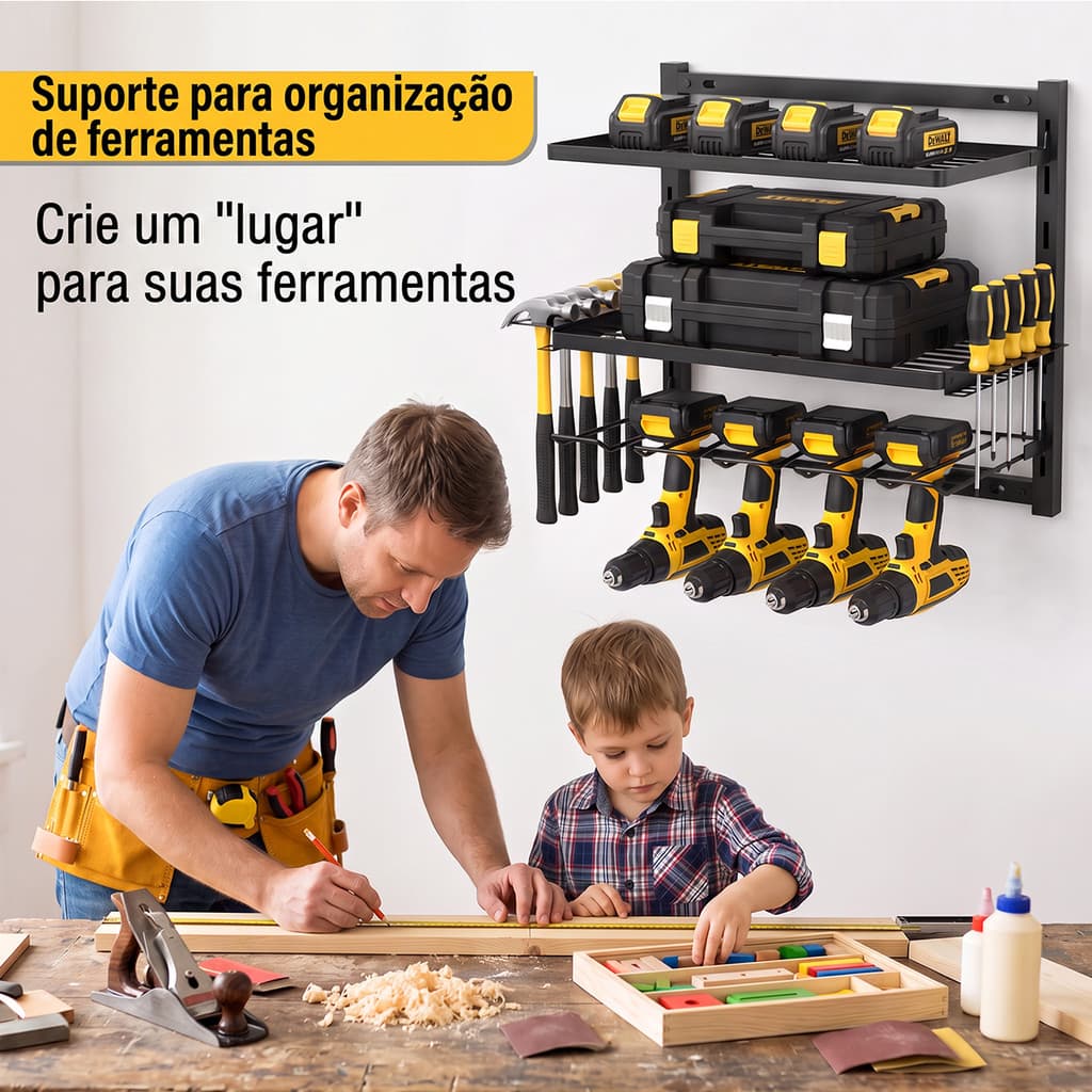 🔥Capacidade 150KG🔥Suporte Organizador de Ferramentas Parede Ajustável, Porta Furadeira Chaves Alicates para Garagem