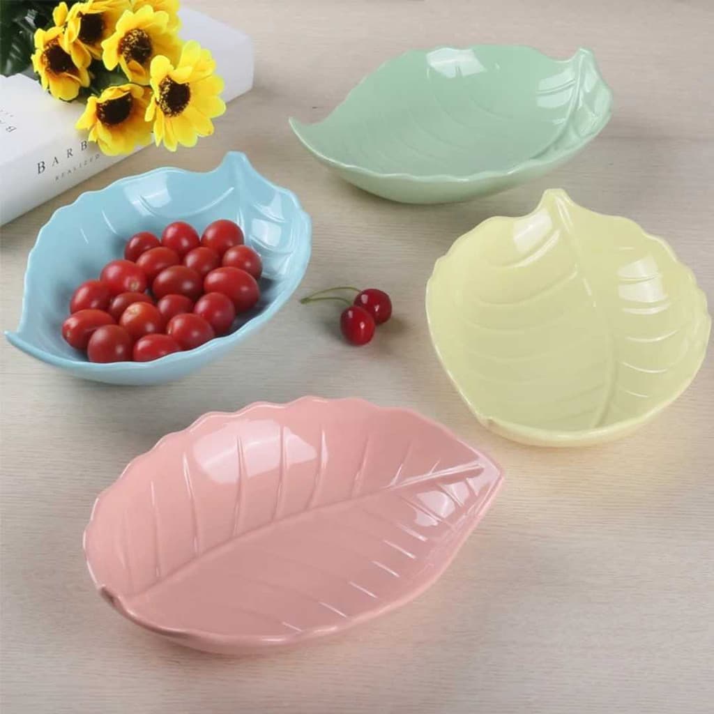 Prato de frutas de plástico em forma de folha, melamina, porca, moda doméstica, simples, prato de frutas, lanche, sala d