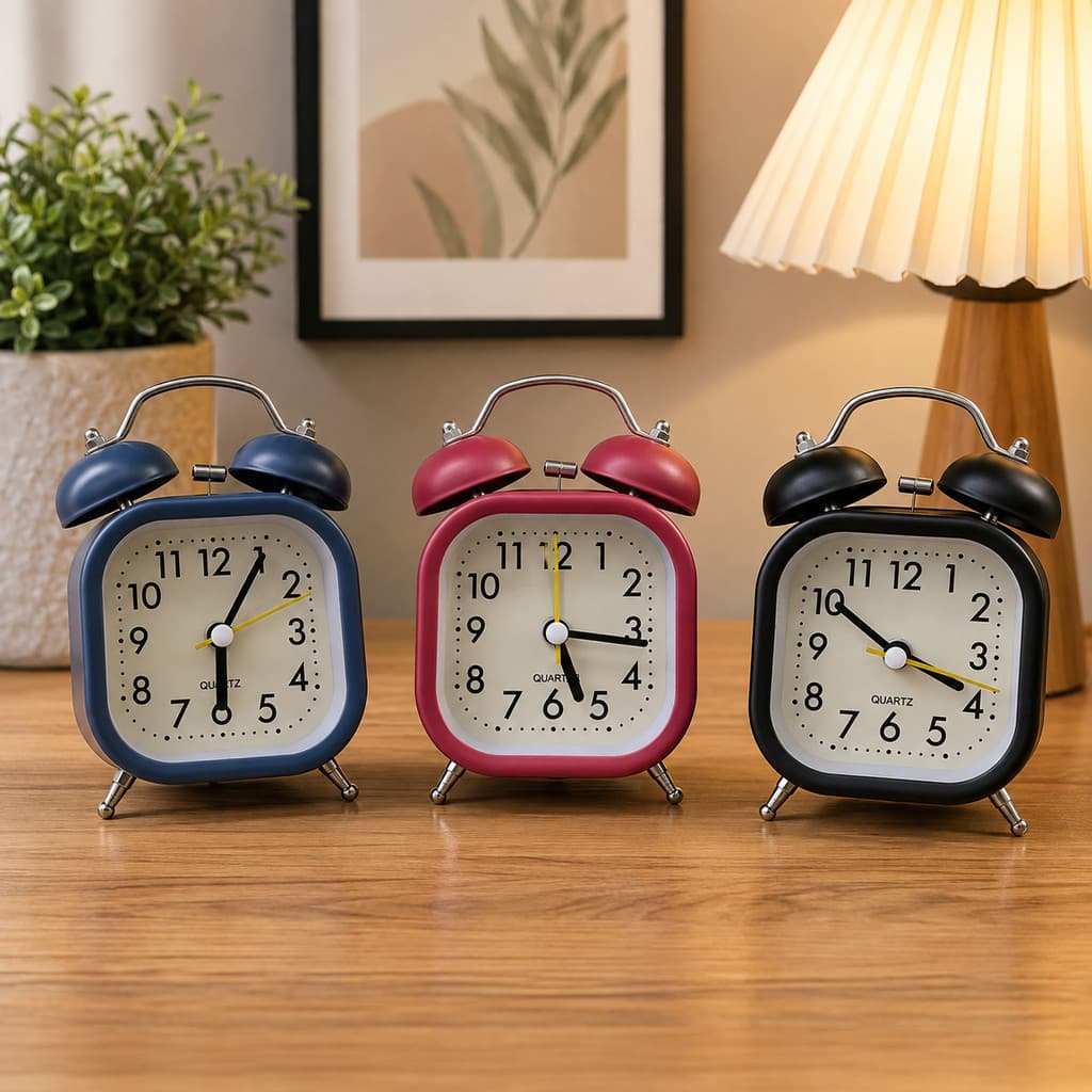 Relógio Despertador  Mesa Retrô Analógico Quartz  Alarme Duplo Sino Decoração Quarto Sala Escritório