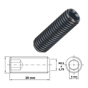 Parafuso Allen Aço Liga Sem Cabeça M12 X 25 Mm - 20 UN