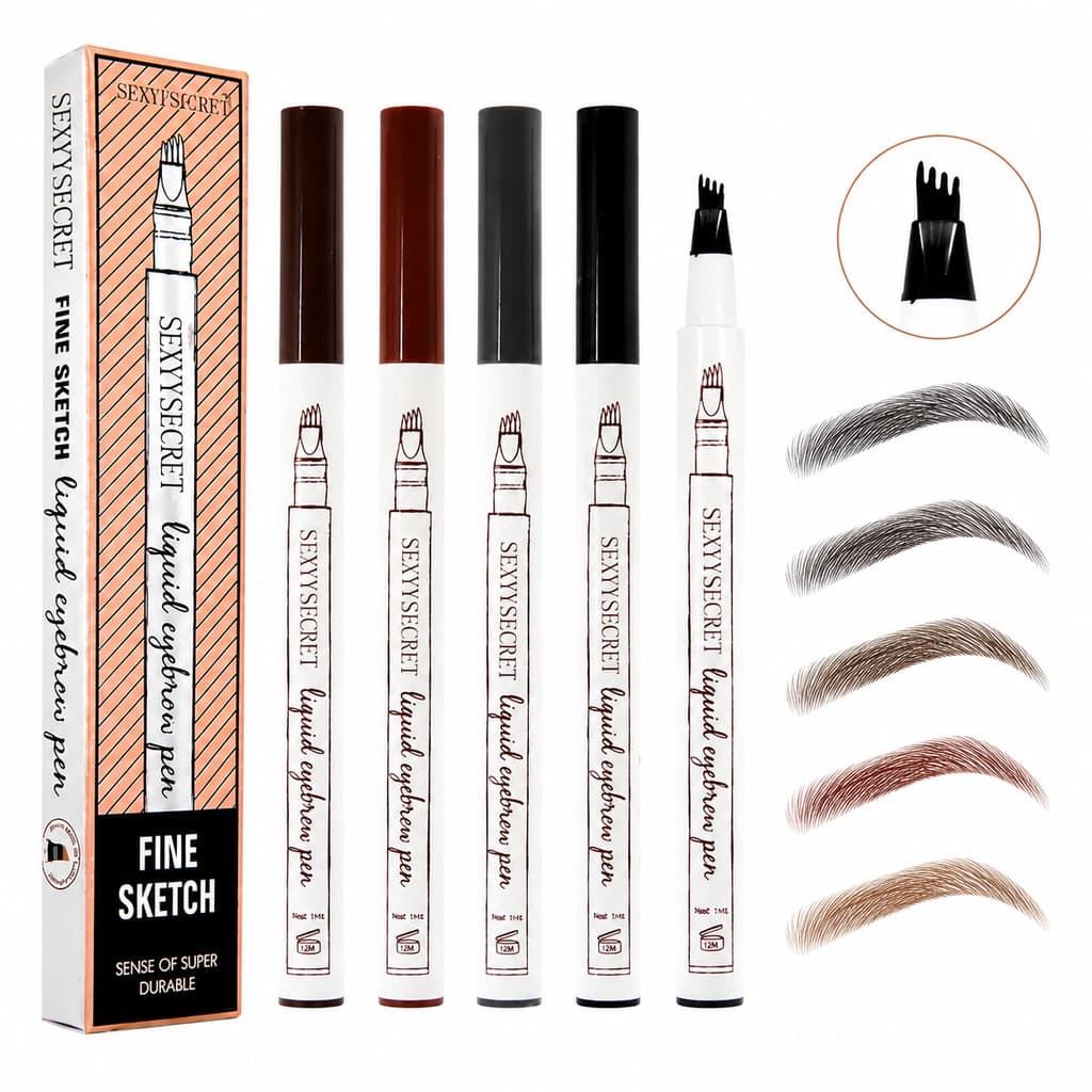 Kit 2 Lapis Caneta Sobrancelha Barba À Prova D 'água fio a fio Microblanding Efeito Henna