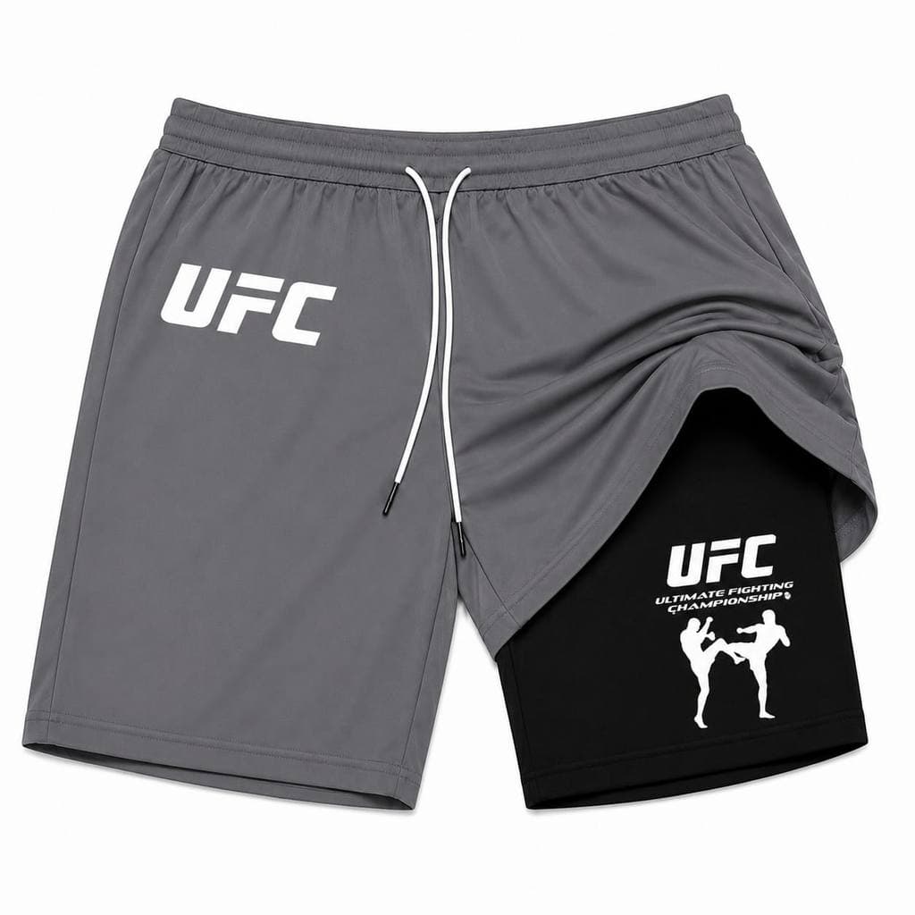 Short Dryfit Termico Bermuda Compressão 2 em 1 ufc bolso para celular Treino luta Academia Fitness Unissex