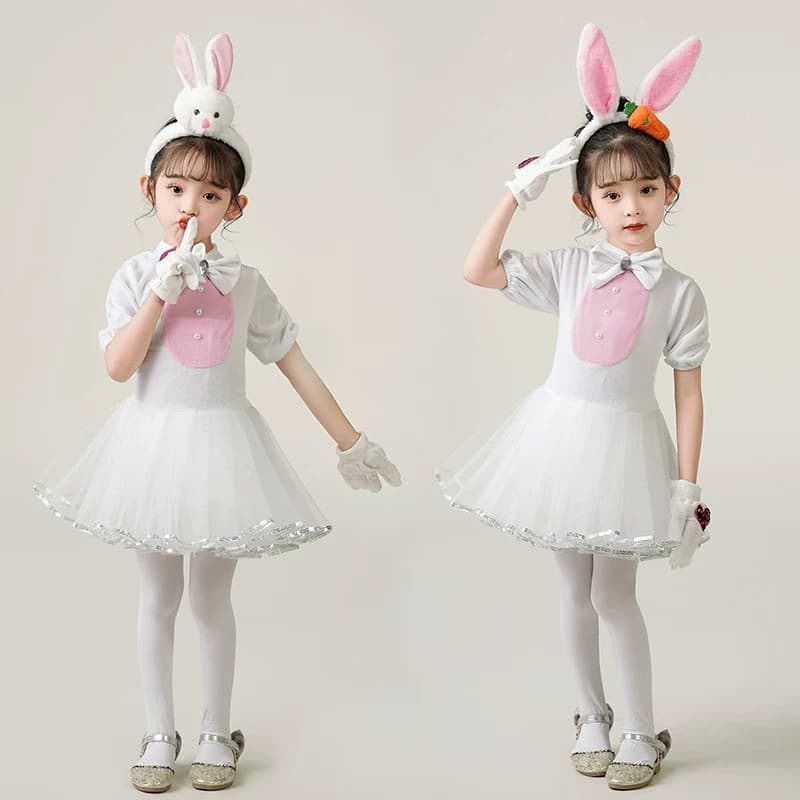 Fantasia de desempenho de coelho infantil, fantasia de Animal de desenho animado para crianças, fantasia de performance