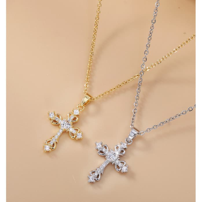 Colar de zircão feminino cruzado com Design de moda