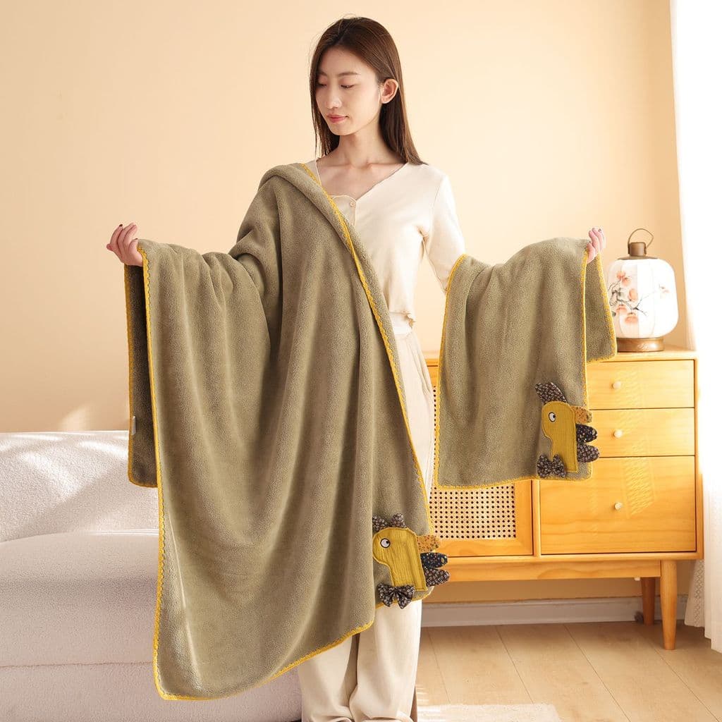 Coral Fleece Cute Cartoon Toalha de banho macia para casa Envoltório de banho espesso