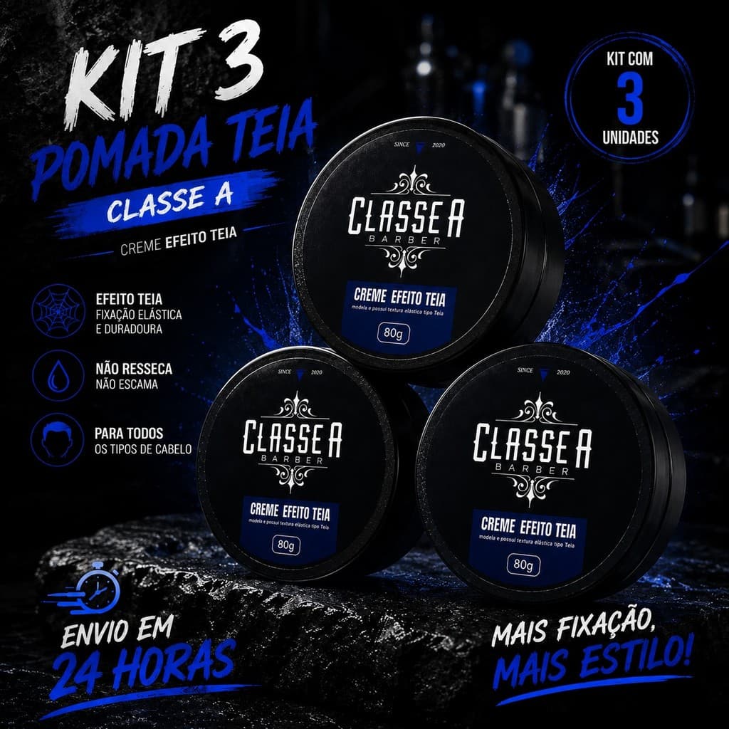 Kit 3 Pomada Efeito Teia Megafixação Classe A 80g     -    Envio 24h