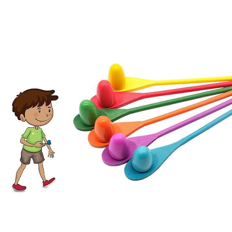 BH-TOY 6 Peças Conjuntos De Jogos De Corrida De Colher De Ovo , Relé De Equilíbrio De Madeira Para Crianças , Carnaval ,
