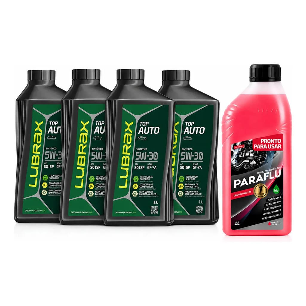 Kit 4 Óleo Sintético 5W30 API SP + Aditivo Radiador Paraflu Rosa 1L Revisão Completa