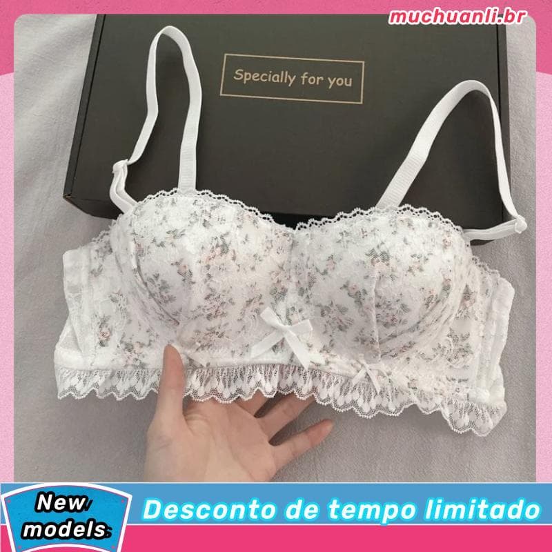 Doce Floral renda roupa interior feminina reunir suporte superior Anti-flacidez destacável sem alças sutiã de estudante