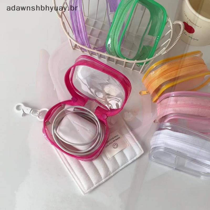 Adawnshubiuay Bolsa De Armazenamento De Bonecas De Pelúcia De PVC Transparente Organizadora De Fone De Ouvido Quadrada C