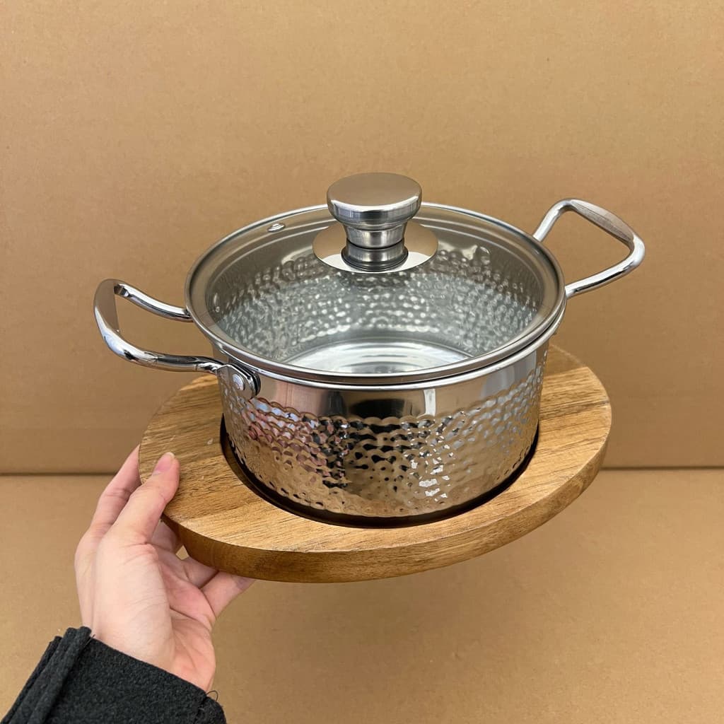 Panela pequena estilo japonês em aço inoxidável 304, comida para uma pessoa, orelha dupla, panela de sopa pequena, produ
