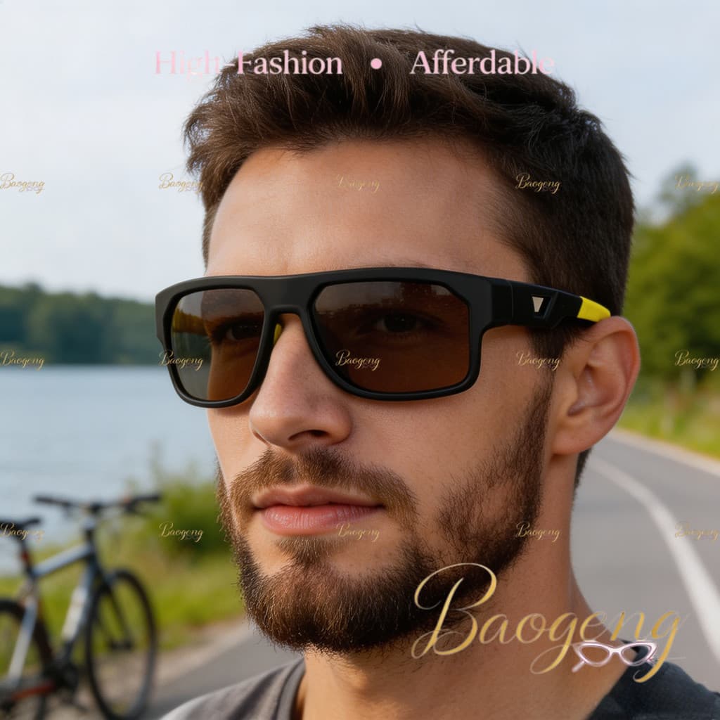 (BAOGENG) UV400 Óculos De Sol Polarizados Modernos Para Ciclismo Unissex Com Armação Premium Adequada A Pele Dirigir Esp