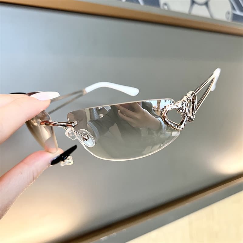 # Óculos de Sol Estilo Y2K para Garotas Modernas # Óculos de sol sem armação com lentes de mercúrio # Óculos de Sol Olho