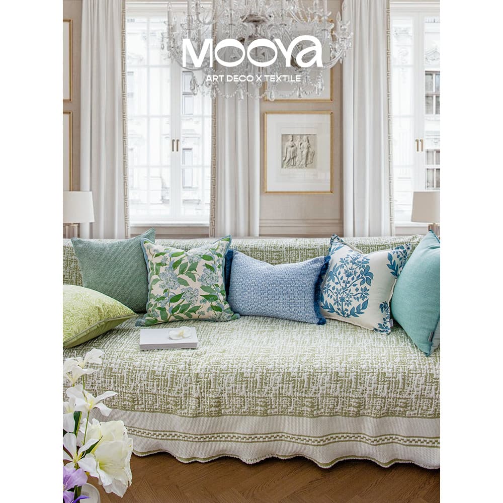 MOOYA British Dream Britânico Verde Travesseiro Francês Luz Azul Luxo Fronha Sofá Sala de Estar Premium Novo Estilo