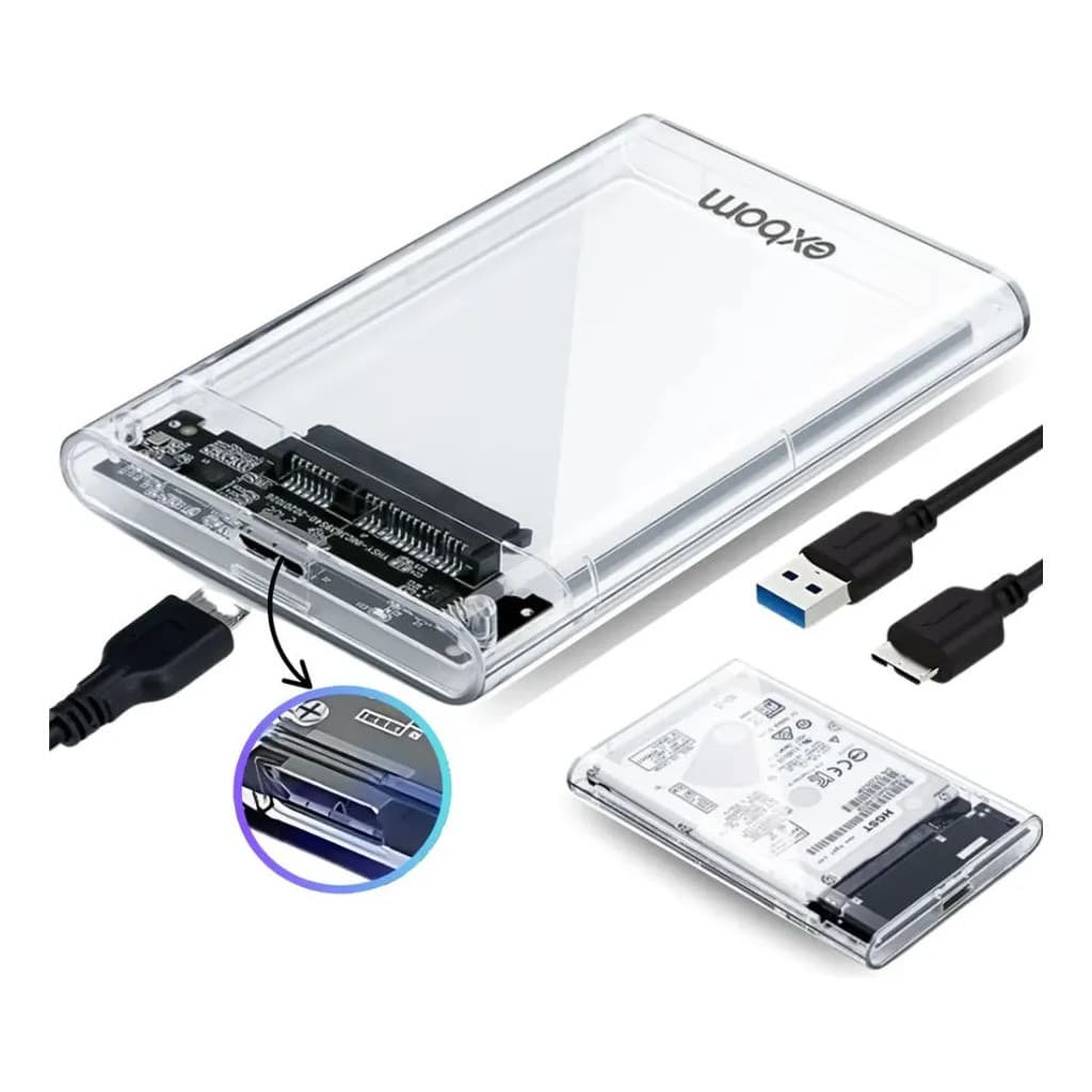 Case Externo Usb 3.0 Para Hd E Ssd 2.5  Exbom Transparente