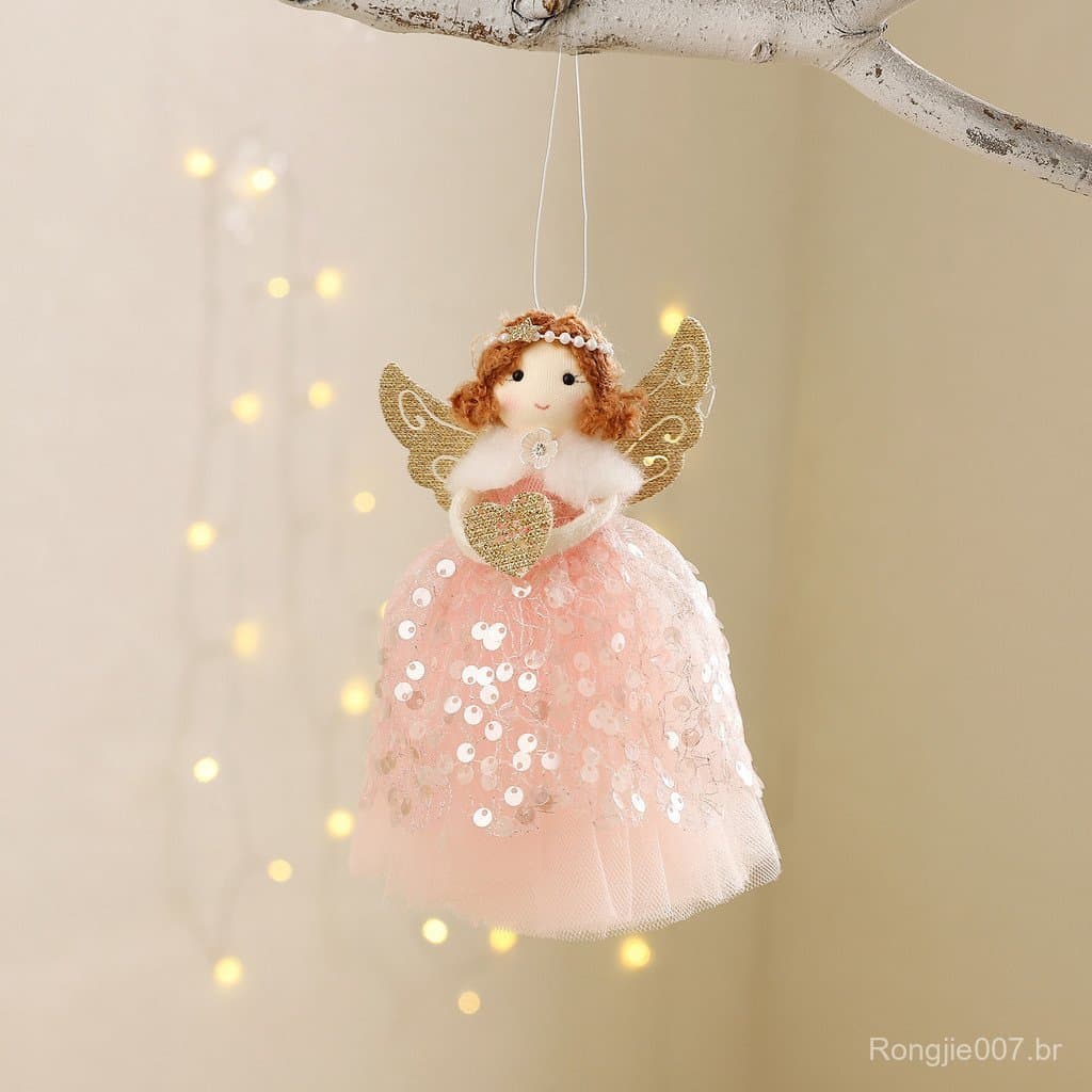 2026 novo produto natal anjo pingente gaze saia anjo menina asas bonito floco de neve menina pingente