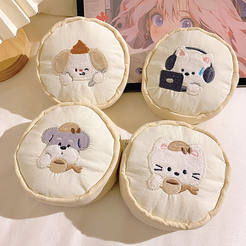 2026 novo estilo Original dos desenhos animados bordado filhote de cachorro moeda bolsa bonito estudante fone de ouvido