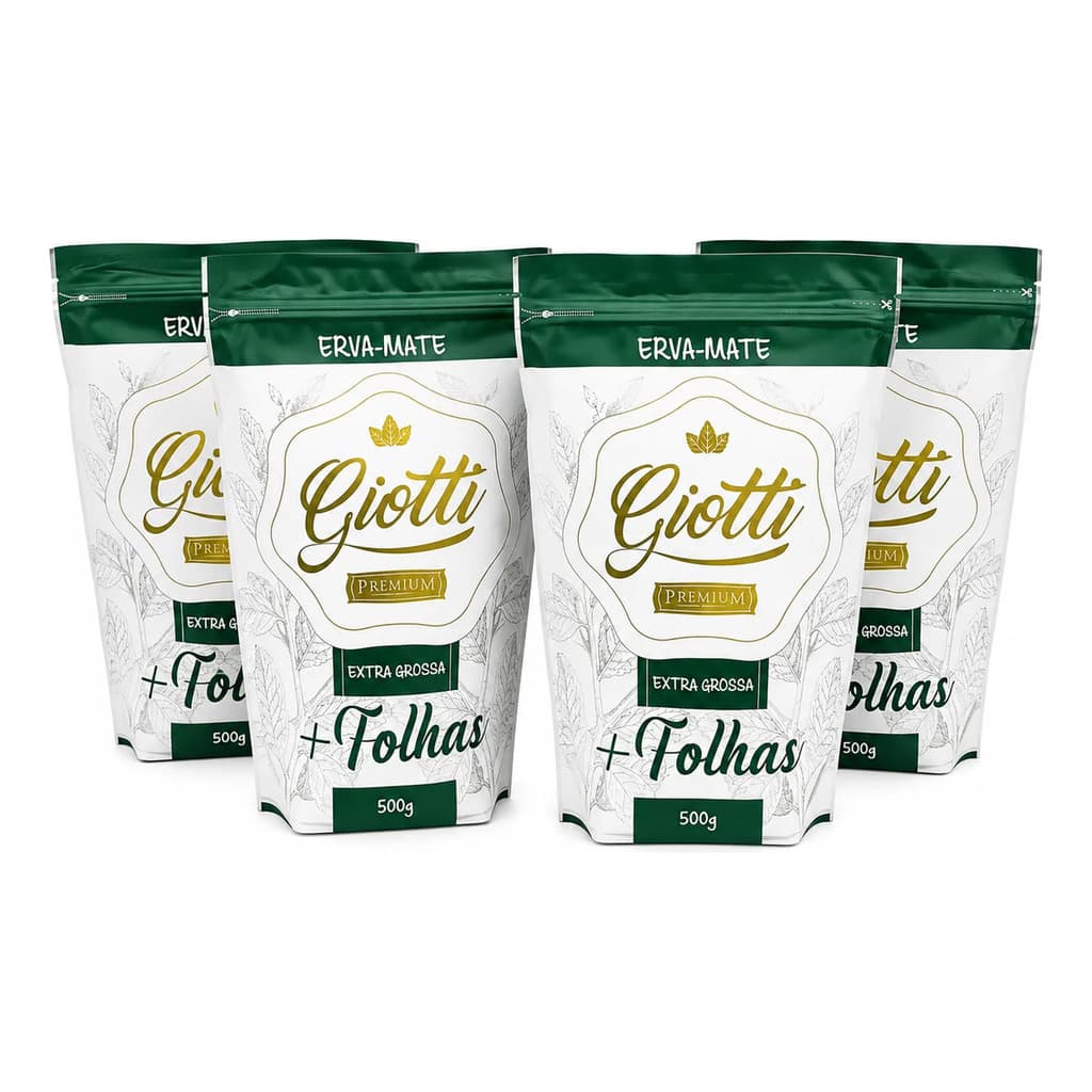 Kit 4 Erva Mate Premium Grossa + Folhas Giotti Chimarrão 2kg Total