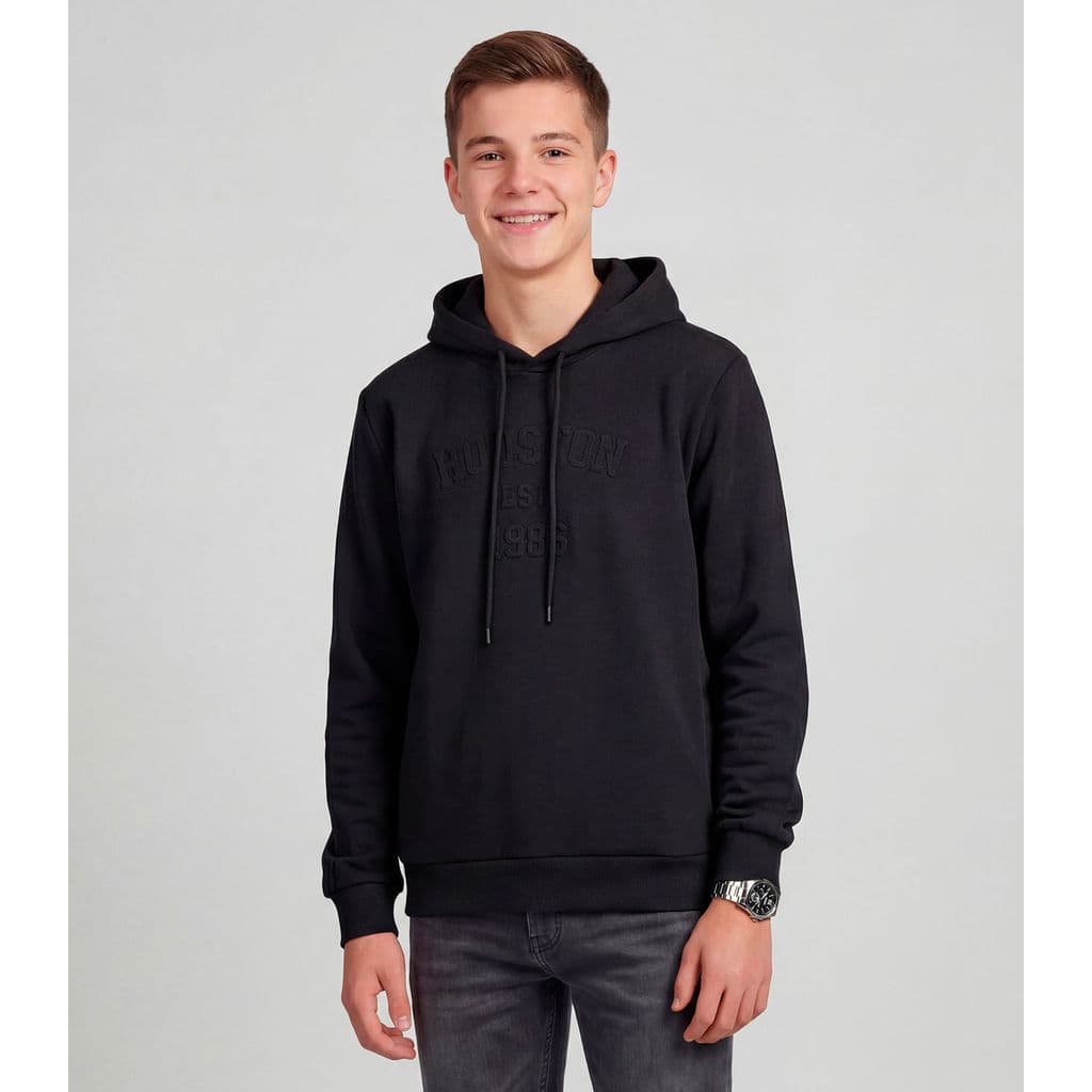 Blusão Juvenil Piquet Com Capuz E Bordado Minty Preto