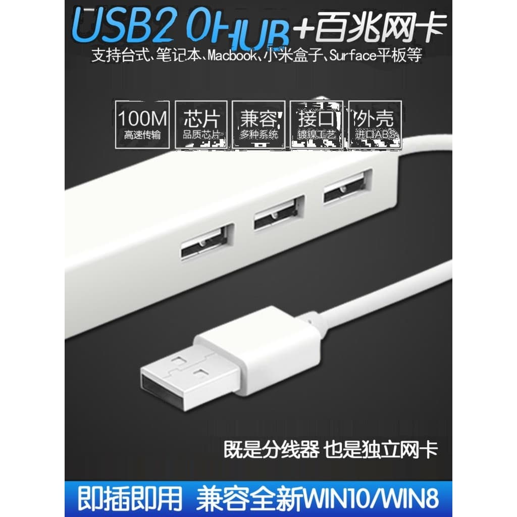 Usb usb2.0 divisor hub typec conversor porta extensão placa de rede externa cabo de rede computador Notebook Universal