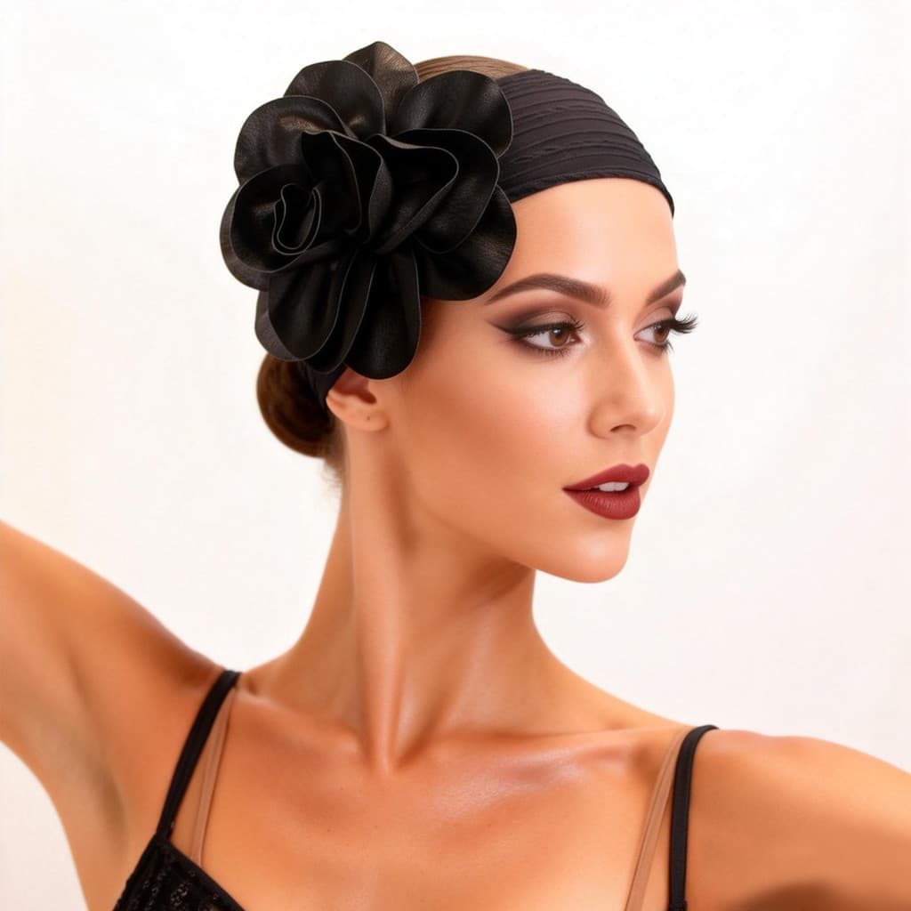 Traje de dança latina adulto feminino desempenho de competição cabeça grande flor bandana elástica crianças dança suor-a