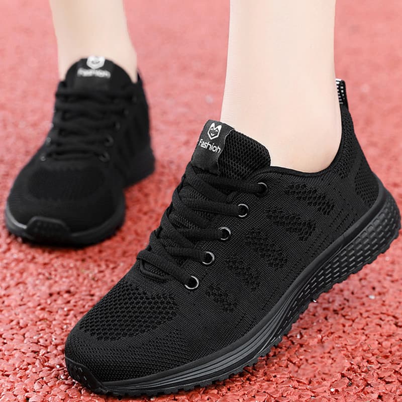 Novas Mulheres Sapatos Casuais Moda Respirável Andando Malha Planos Mulher Tênis Branco Tenis Feminino Femininos
