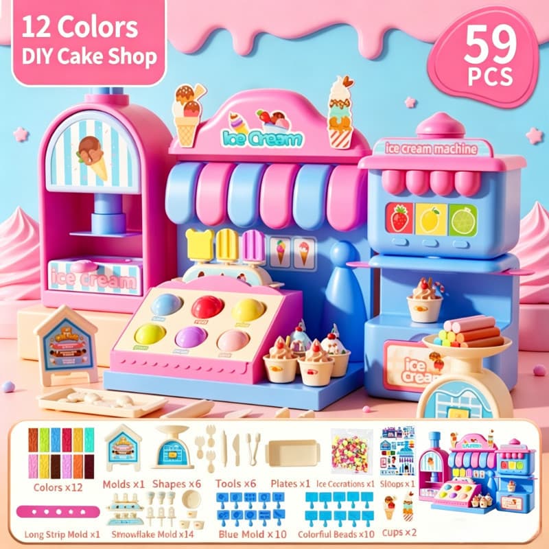 Educação Infantil Simulação Sorveteria Casa Hambúrguer Loja Menina DIY Máquina De Argila Inodora Brinquedo Quebra-Cabeça