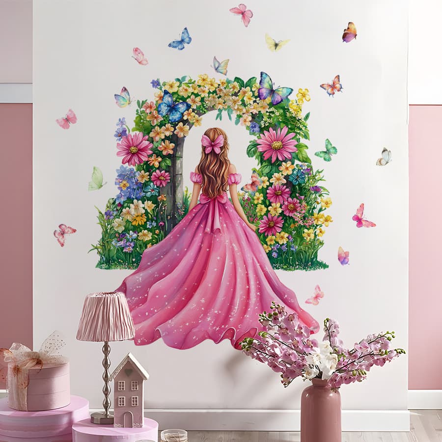 Adesivos de parede menina arco flor arco adesivos de parede decoração do quarto adesivos de parede autoadesivos