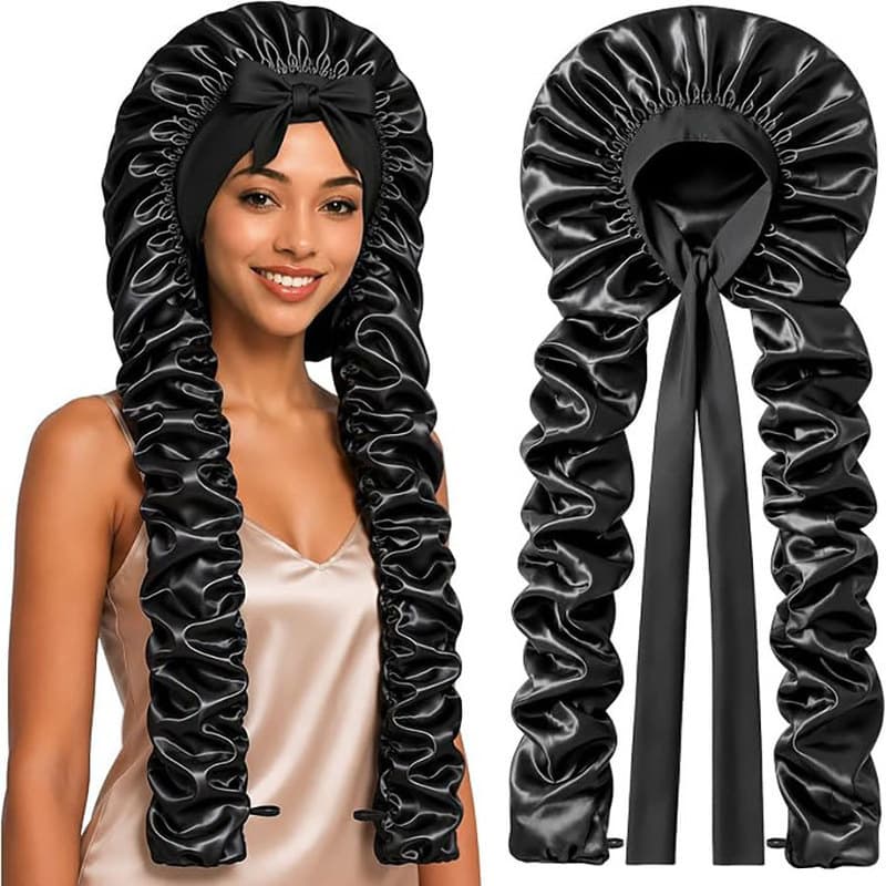 Pronto estoque novo estilo Premium dupla camada nightcap trançado cabelo encaracolado antiderrapante nightcap sem aqueci