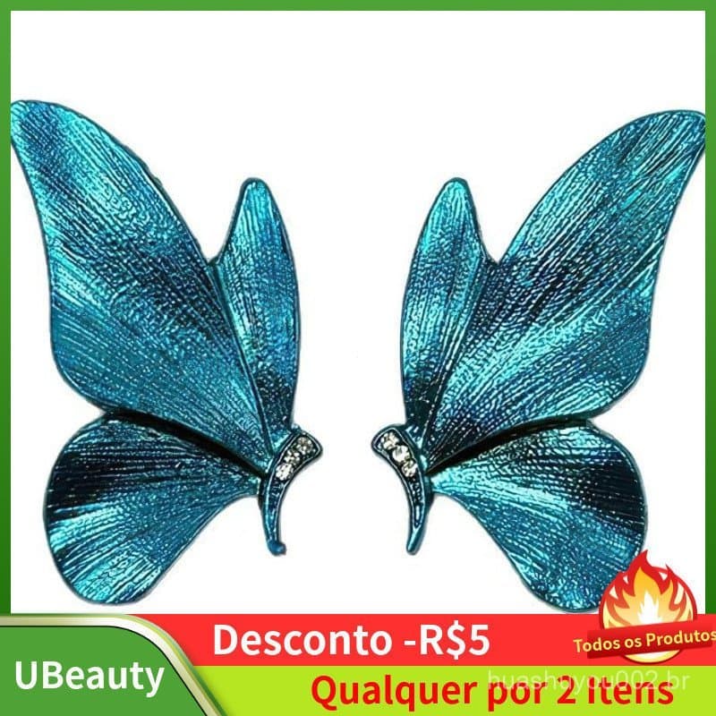Brincos de Borboleta Morpho Azul Sonhador para Mulheres, Brincos Vintage com Asas de Morpho e Incrustações de Zircônia C