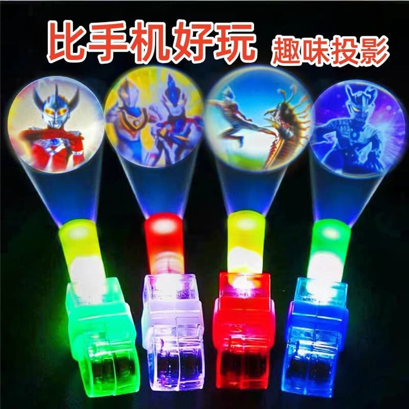 Crianças dos desenhos animados dedo luz de projeção led brinquedo noite mercado divertido brinquedo luminoso criança pro