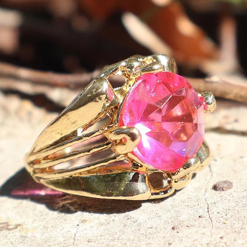 Anel pronto estoque estilo Retro incrustado rosa requintado zircão All-Match simples senhoras anel adequado para uso diá