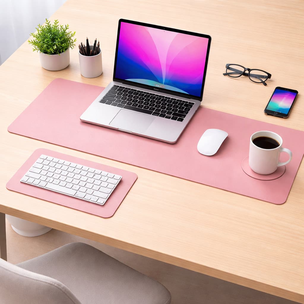KIT Mouse Pad Desk Pad Couro Antiderrapante Tapete Mesa Gamer Setup Trabalho Estudo Protetor Mesa