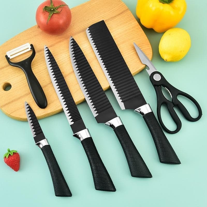 kit facas churrasco 6 peças`conjunto facas antiaderente churrasco