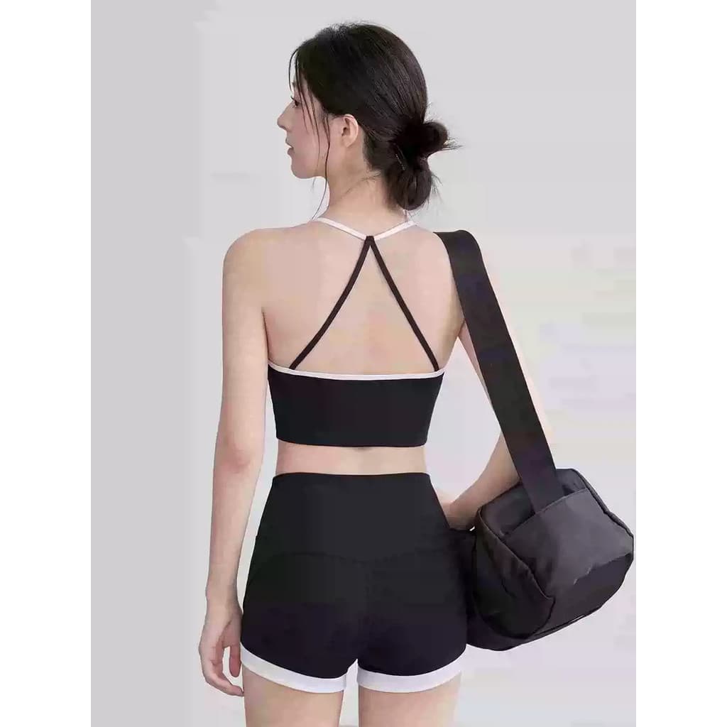 Qianmeixia colete esportivo roupa externa Yoga branco preto roupa íntima esportiva Fitness um copo lindo conjunto de Sho