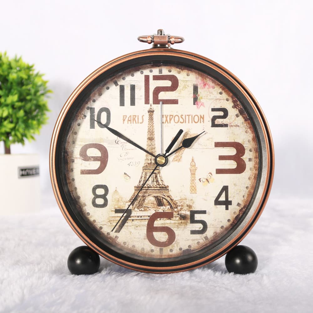 País americano Retro nostálgico despertador silencioso cabeceira quarto despertador criativo único simples Metal despert