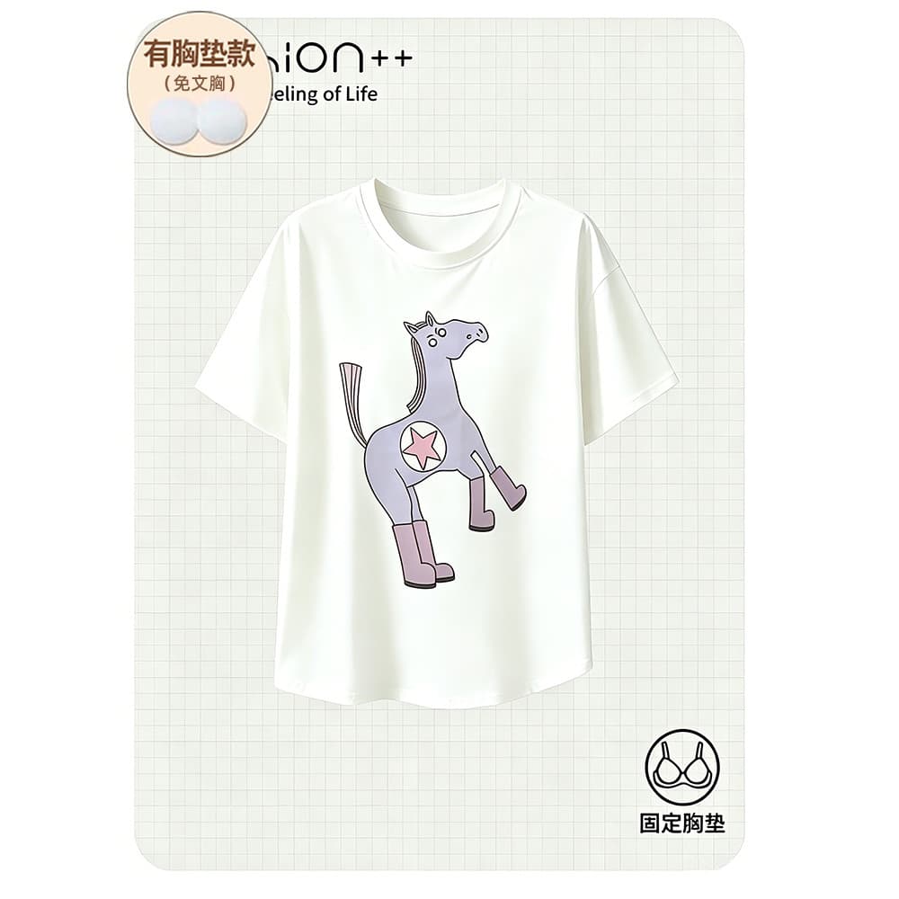 Pijamas de verão femininos com almofada no peito pijamas topos de peça única feminino algodão puro manga curta camiseta